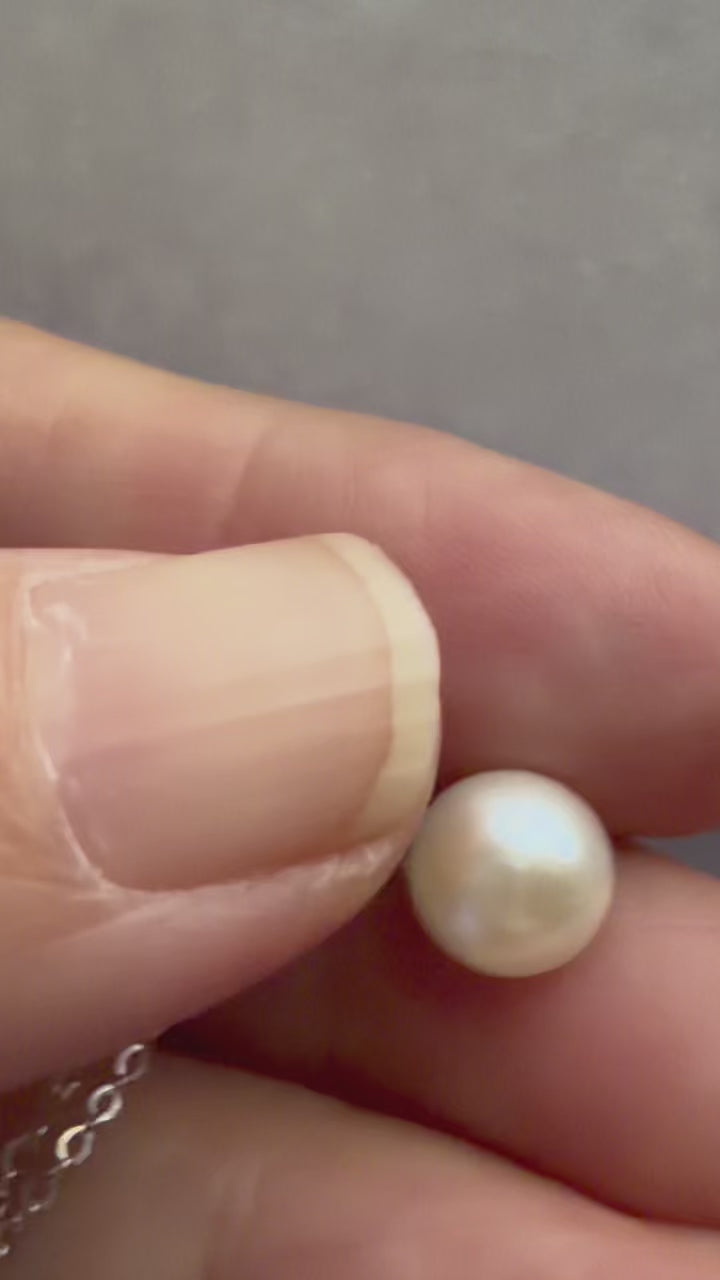 Luvymia:7mm Saltwater Pearl Pendant Necklace – Hepu Pearl | 925 Silver or 18K Gold Plated Chain