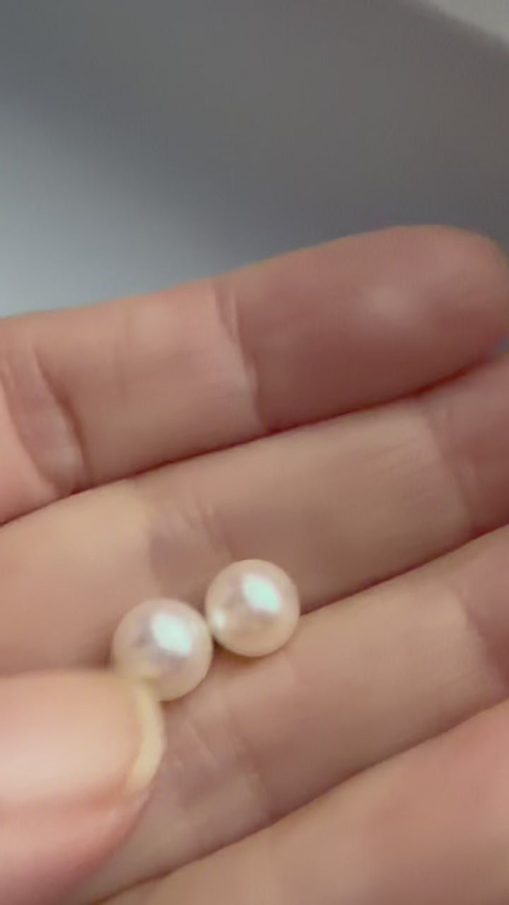 Luvymia:7mm Freshwater Pearl Stud Earrings – Natural Chinese Pearl Earrings with Sterling Silver Posts, Minimalist Classic Pearl Jewelry for Women