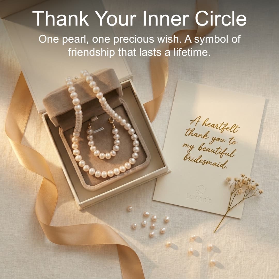 Double freshwater pearl necklace with 6-7mm peach and 4-5mm white pearls in 925 sterling silver, presented in a gift box.